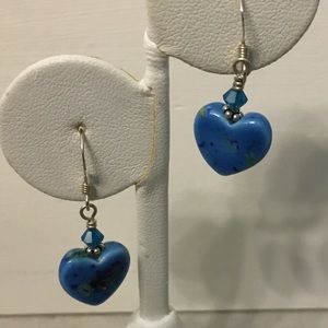 Handmade Heart Earrings with Swarovski Crystal